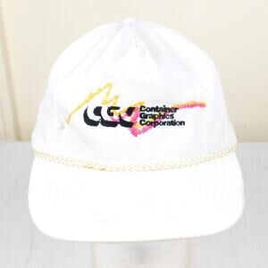 Vintage Rope Brim 80s Wave Graphic Hat White Adjustable Container Graphics Corp